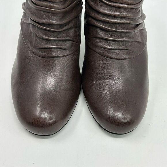 Sofft Women's Brown Ruched Leather Heeled Ankle Boots Size 7 M Fall Casual - Picture 5 of 14